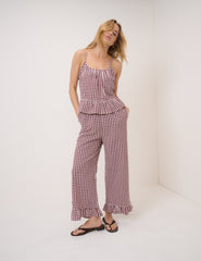 Burgundy Gingham Top & Trousers Set