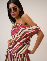 Multi-Coloured Striped Top & Trousers Set