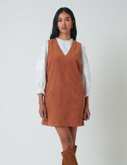Brown Cord Austin Pinafore Mini Dress