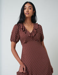 Brown Polka Dot Fae Midi Dress