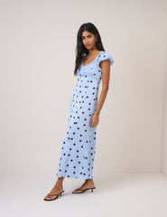 Blue Polka Dot Ava Maxi Dress