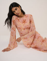 Pink Floral Phoenix Maxi Dress