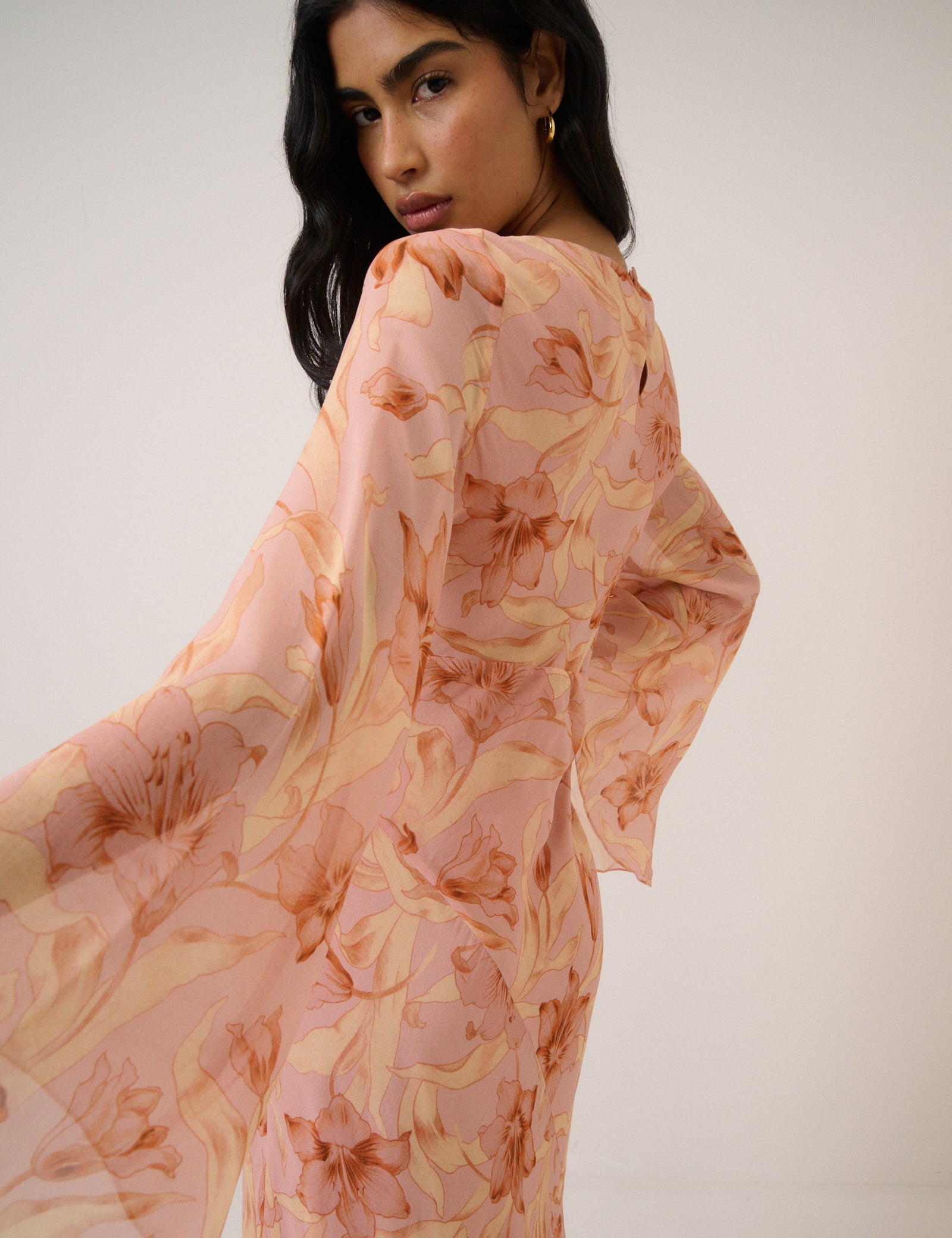 Pink Floral Phoenix Maxi Dress