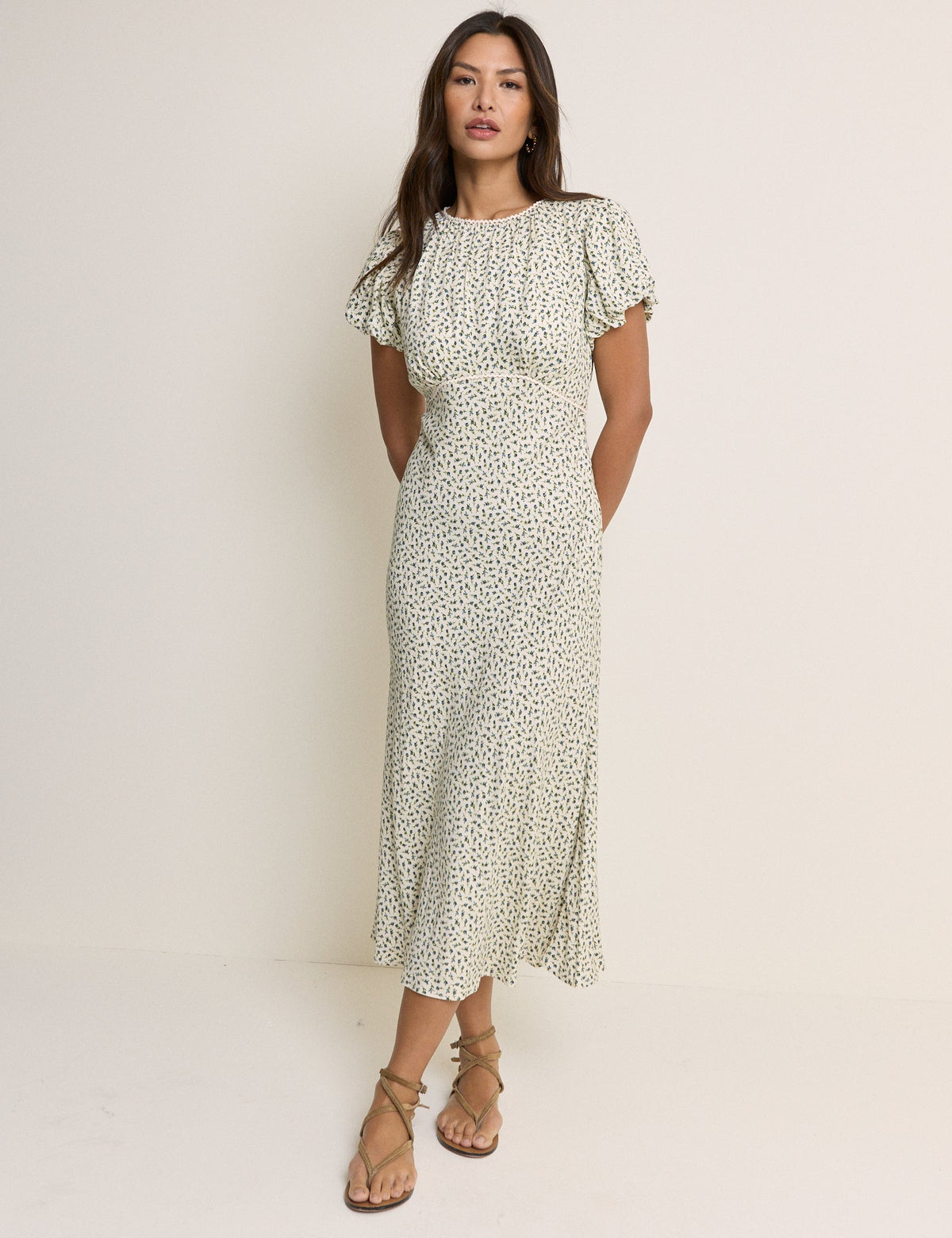 Blue Ditsy Floral Sicily Midi Dress