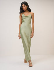 Sage Satin Strappy Ellison Maxi Dress