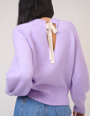 Purple Knitted Bow Tie Back Jumper