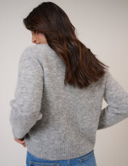Grey Funnel Neck Knitted Jumper