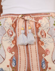 Peach Tile Print Beach Shorts