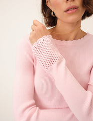 Pink Crochet Trim Knitted Top