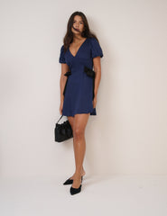 Navy Remi Bow Mini Dress