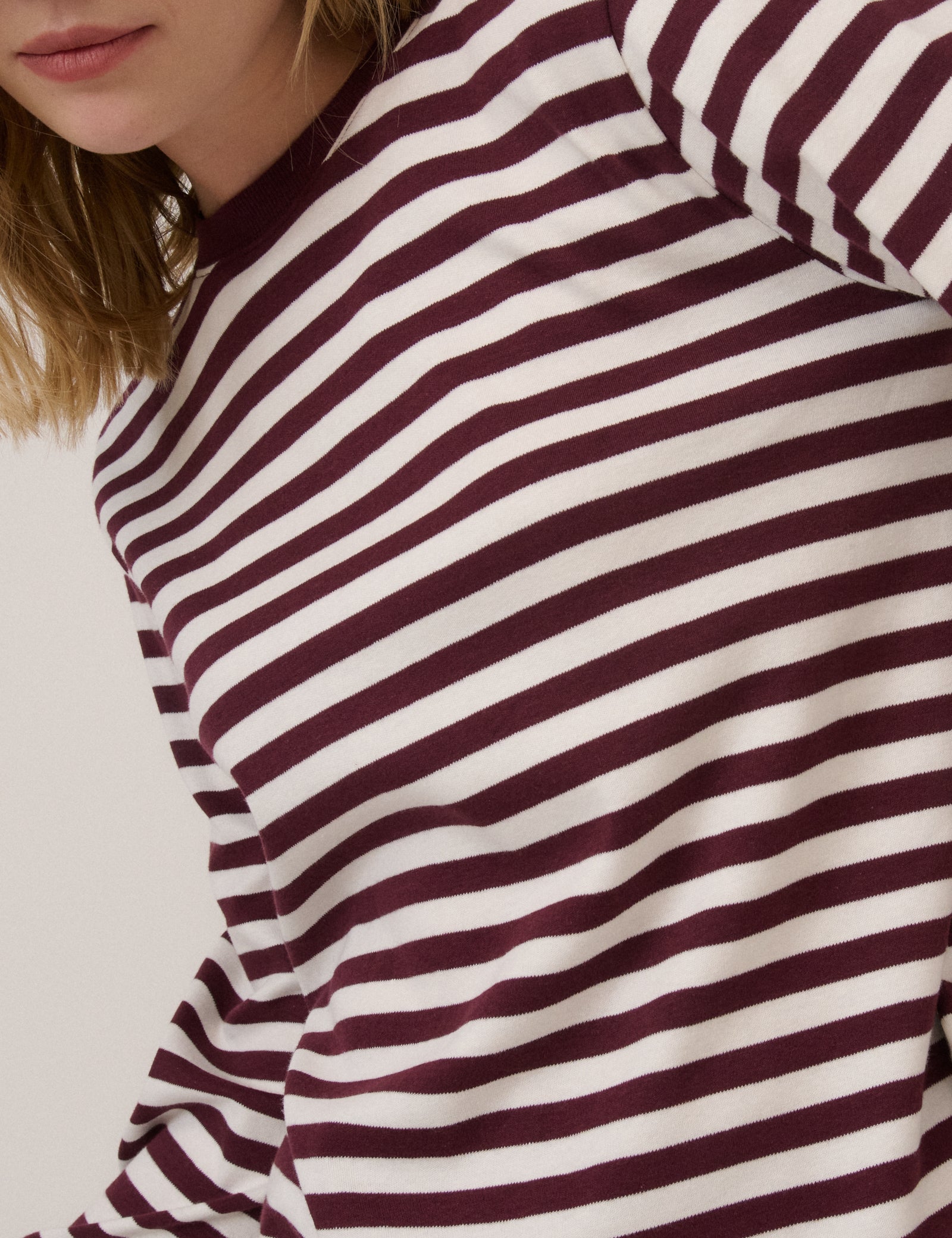Burgundy Striped Long Sleeve T-Shirt