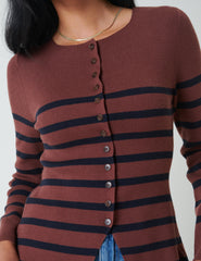Brown And Black Striped Cardigan