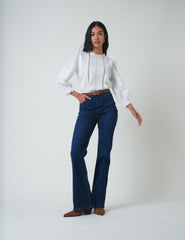 White Lace Trim Blouse