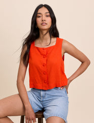Orange Button Front Sammie Top