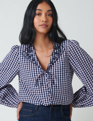 Pink And Navy Gingham Top