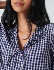 Pink And Navy Gingham Top