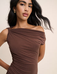 Brown Bethany Jersey Midi Dress