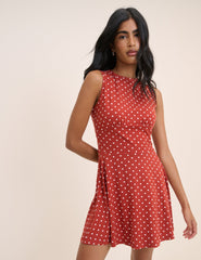 Red Polka Dot Jersey Sleeveless Tate Mini Dress