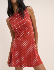 Red Polka Dot Jersey Sleeveless Tate Mini Dress