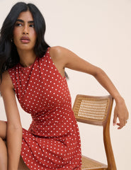 Red Polka Dot Jersey Sleeveless Tate Mini Dress