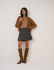 Brown High Neck Ribbed Top