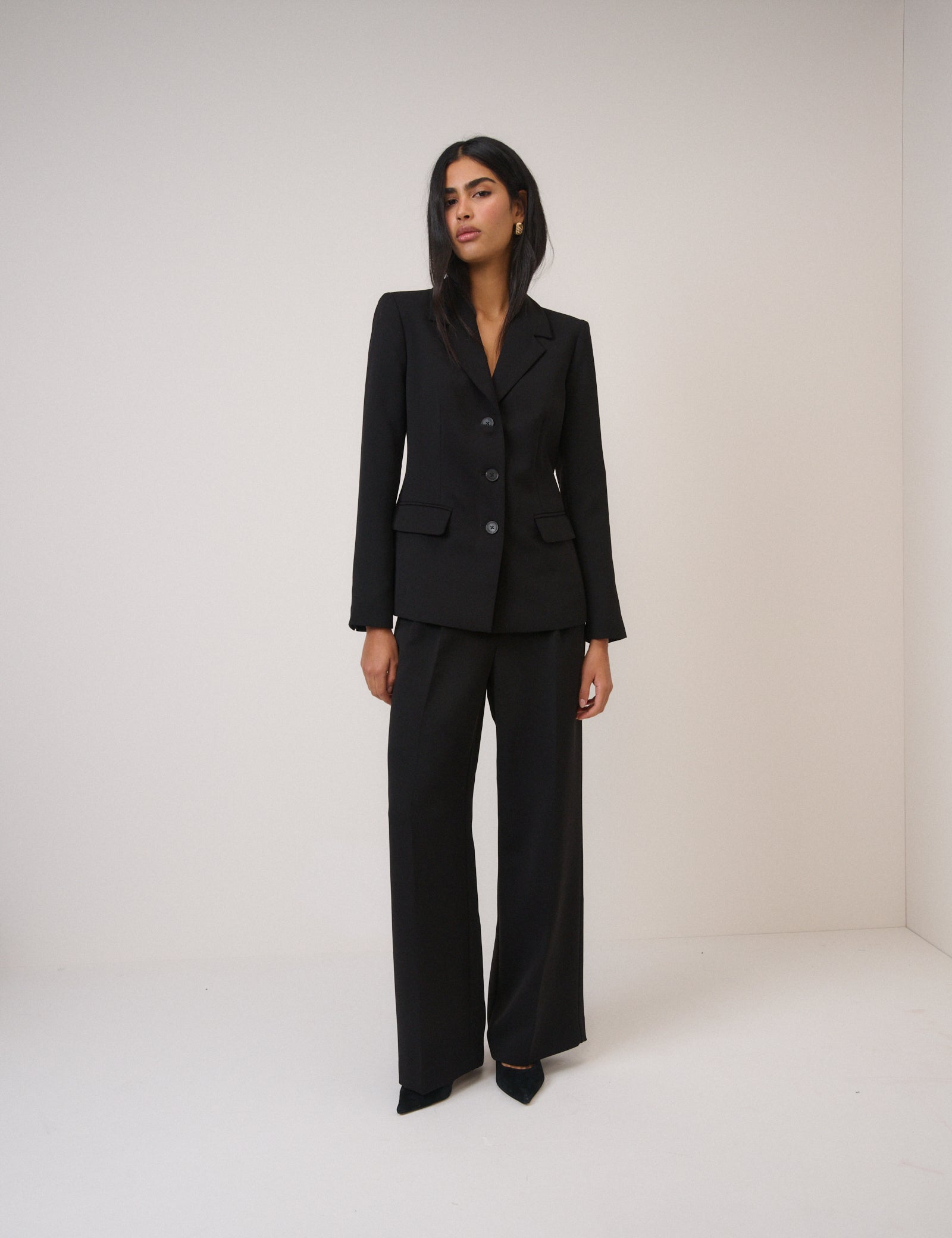 Black Wide Leg Jax Crepe Trousers