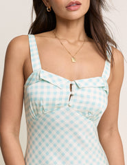 Blue Gingham Hettie Midi Dress