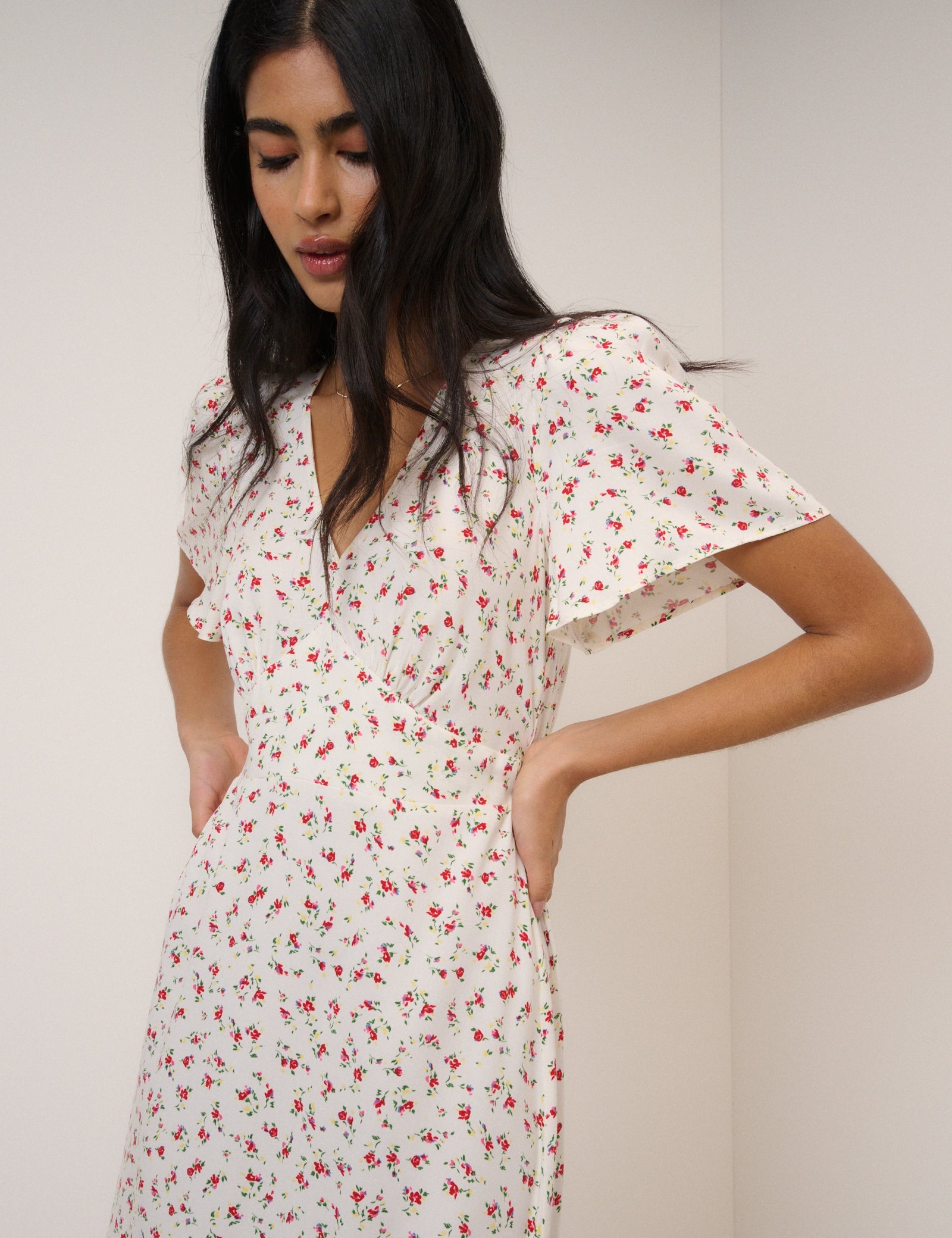 White Floral Atlas Midi Dress