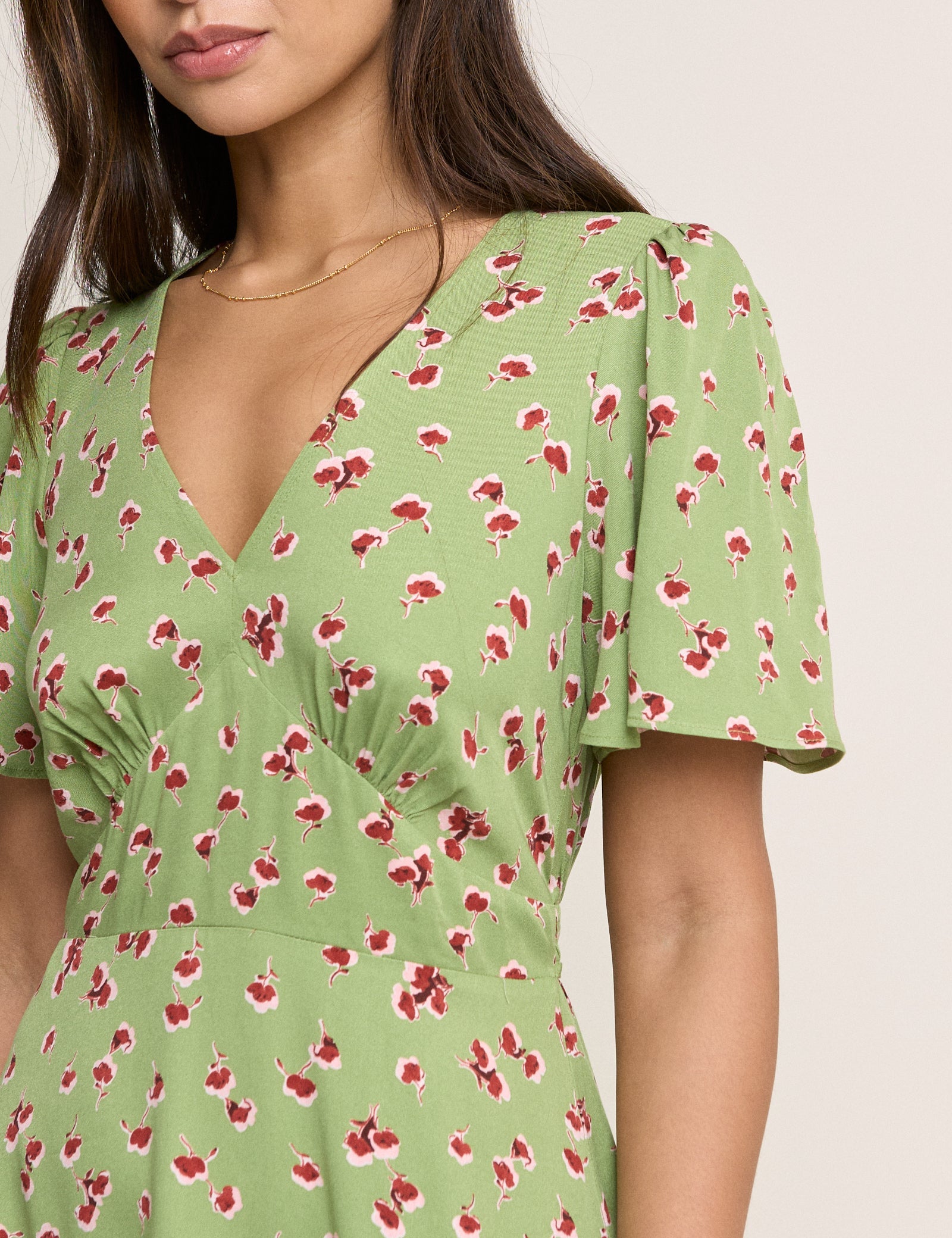 Green Floral Atlas Midi Dress