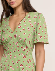 Green Floral Atlas Midi Dress