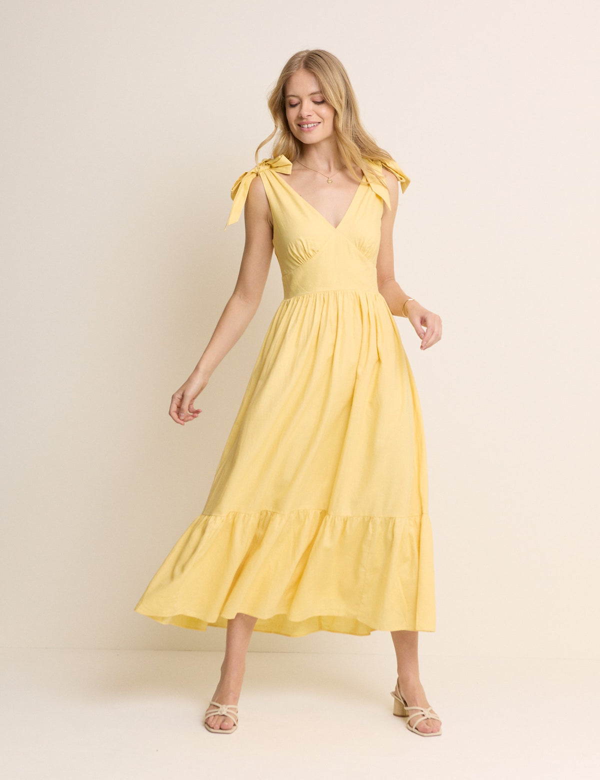 Yellow Tiered Coen Midi Dress