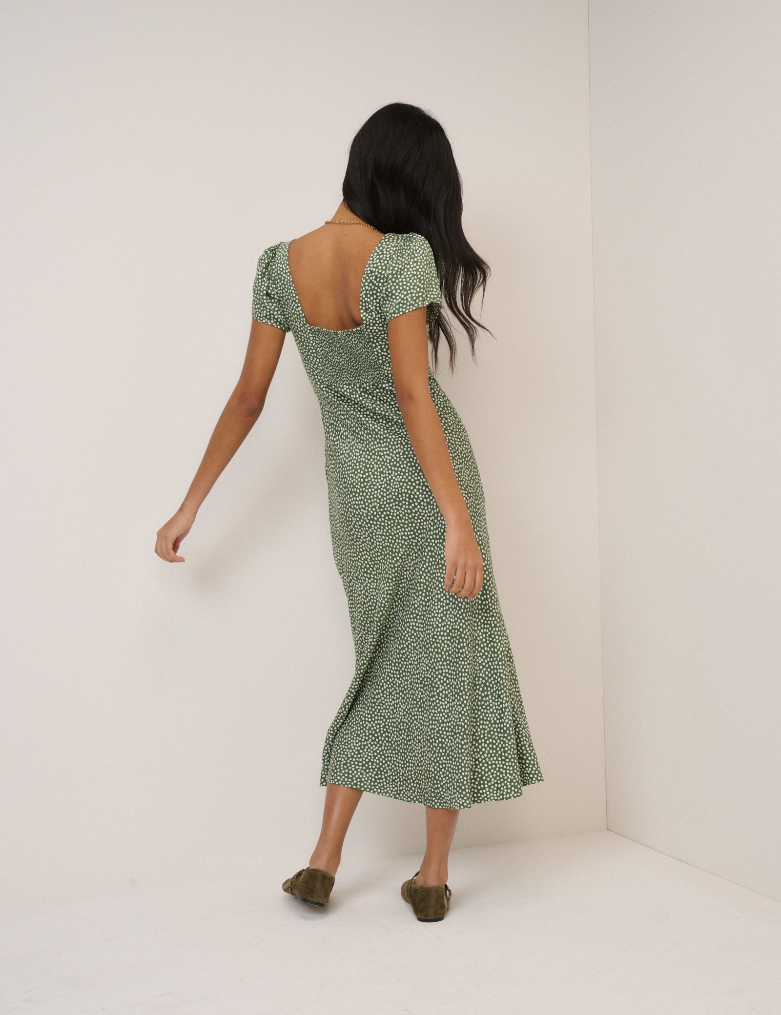Green Spotty Tia Midi Dress