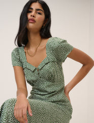 Green Spotty Tia Midi Dress