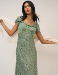 Green Spotty Tia Midi Dress