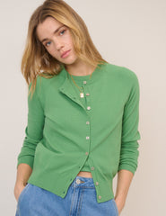 Green Crew Neck Cardigan