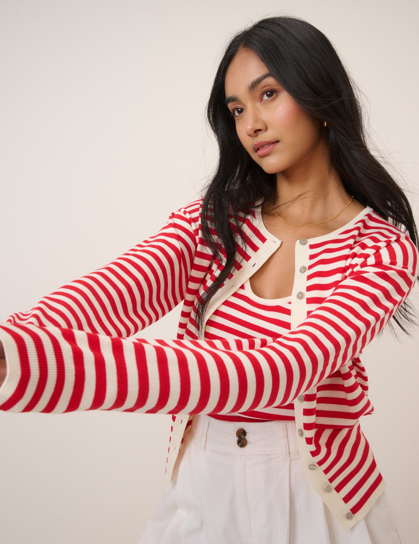 Red Striped Ribbed Vest