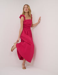 Pink Drop Waist Victoria Midi Dress