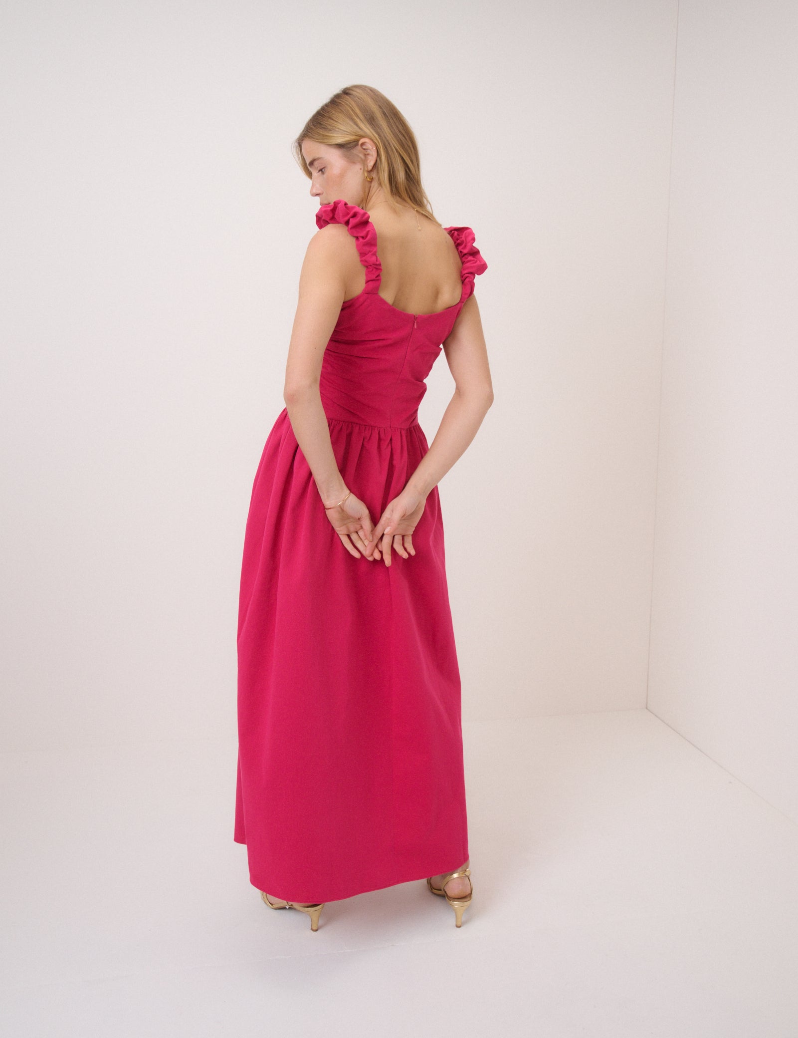Pink Drop Waist Victoria Midi Dress