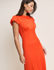 Orange Short Sleeve Willow Midi Dress
