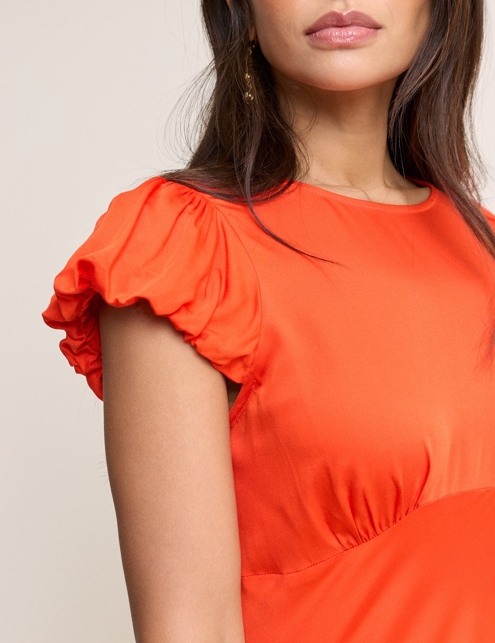 Orange Short Sleeve Willow Midi Dress