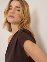 Brown One Shoulder Sanaria Jumpsuit