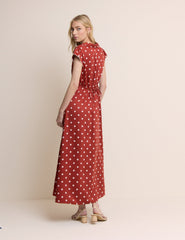 Red Polka Dot Collared Norma Midi Dress
