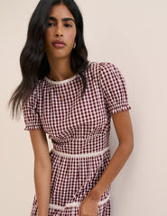 Burgundy Floral Lace Trim Dara Midi Dress