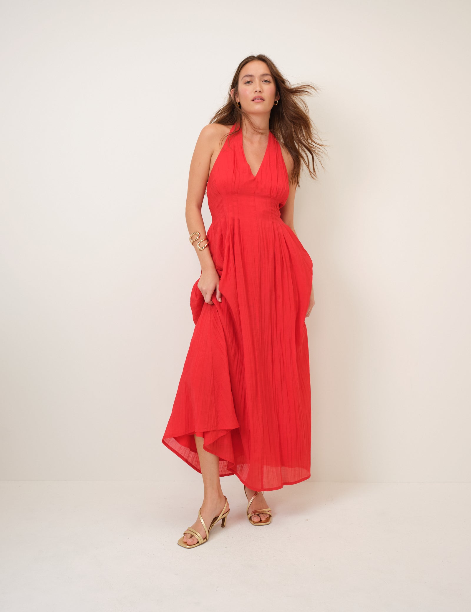Red Halterneck Marceline Maxi Dress