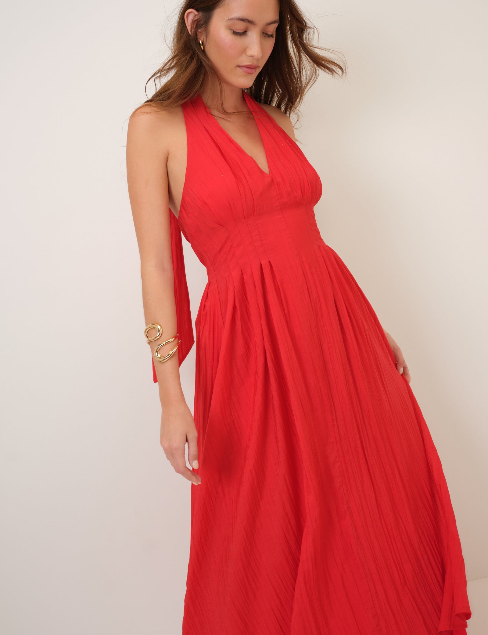 Red Halterneck Marceline Maxi Dress