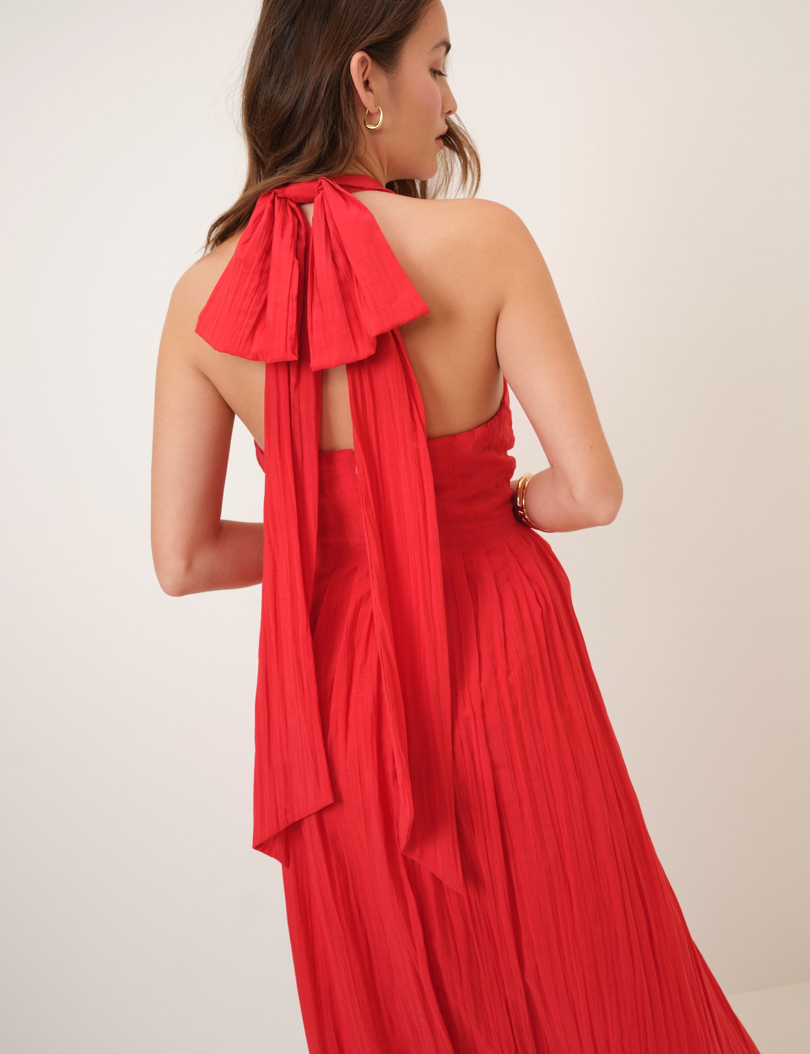 Red Halterneck Marceline Maxi Dress