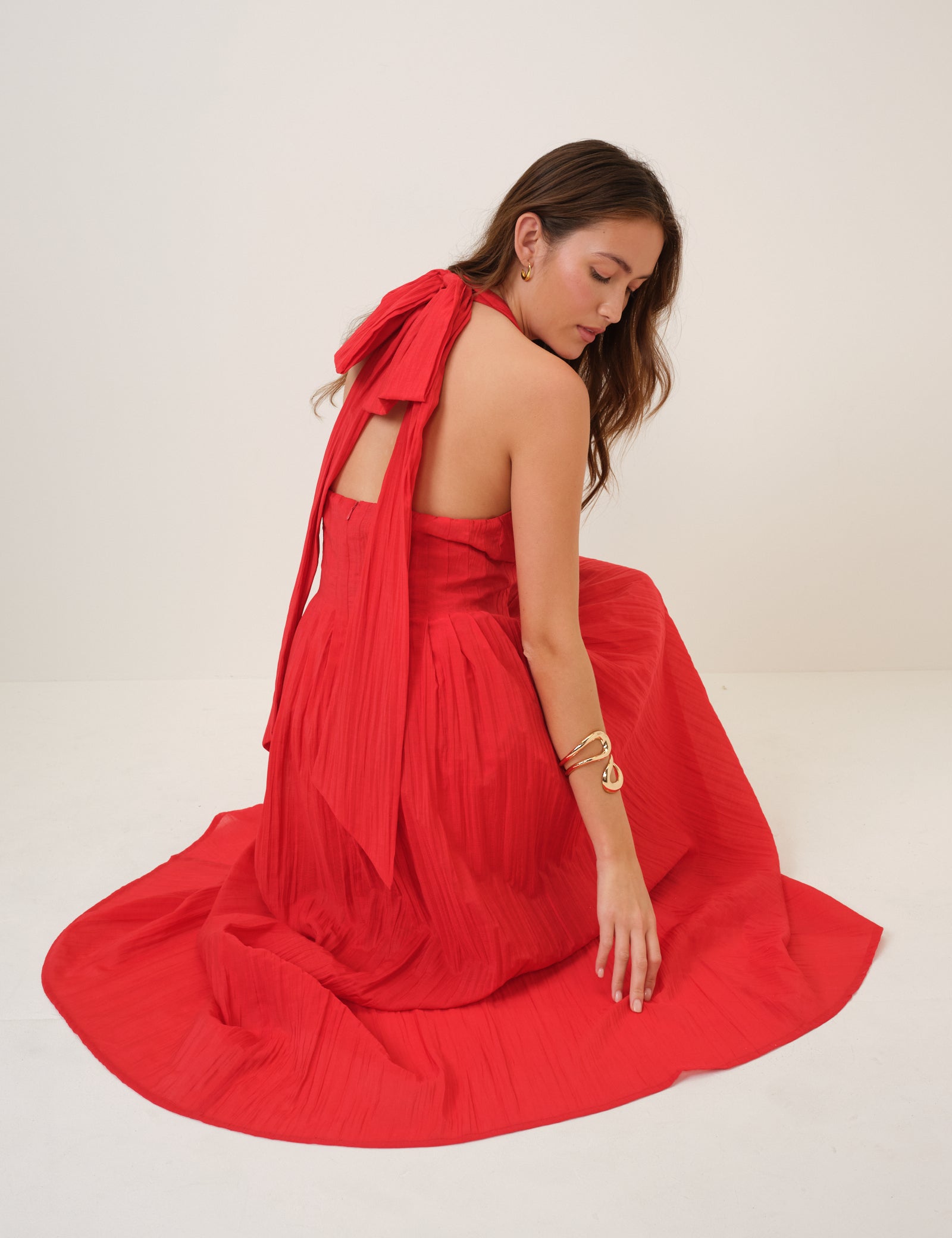 Red Halterneck Marceline Maxi Dress