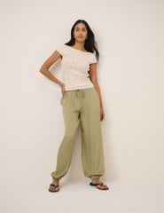 White Pointelle Knitted Tee