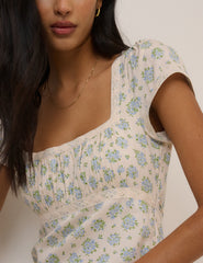 Blue Ditsy Floral Charlotte Midi Dress