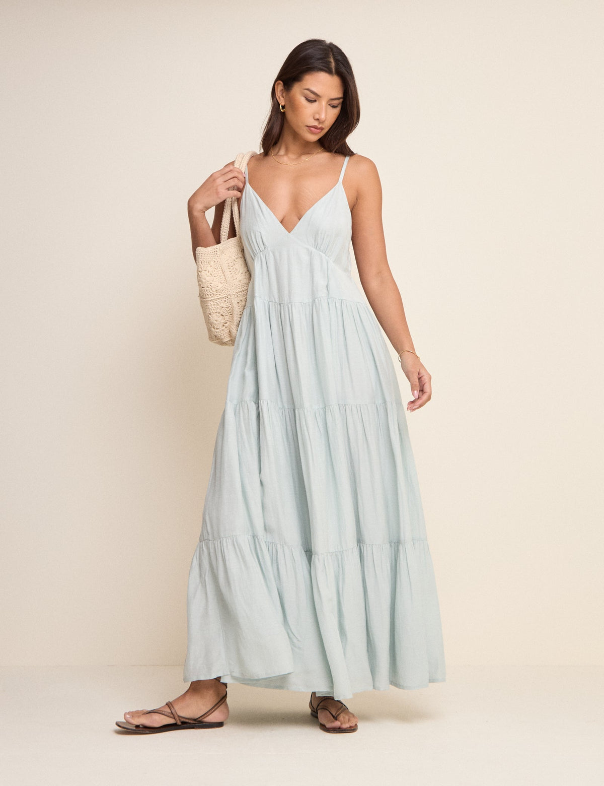 Powder Blue Tiered Thea Maxi Dress